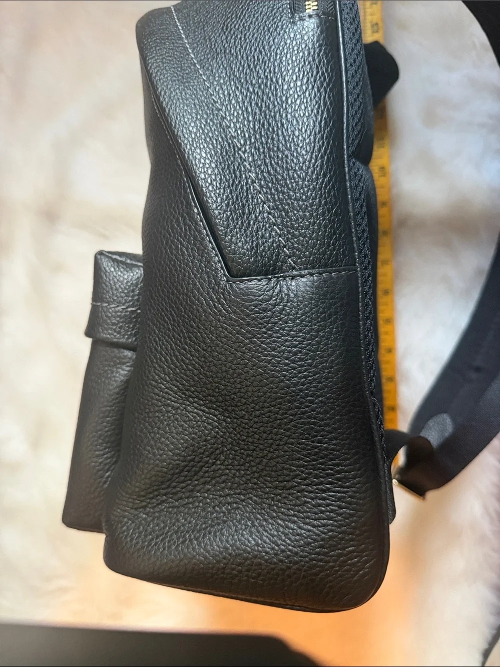 Coach Black Pebbled Leather Backpack with Gold-Tone Accents